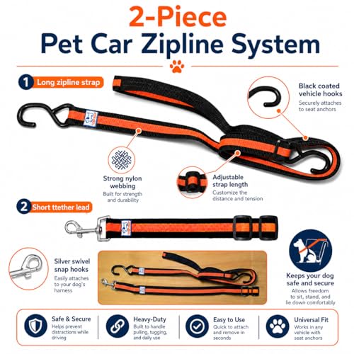 Dog Car Harness & Zipline System