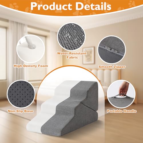 Dog Stairs for Small Dogs 16’’ H (Grey / Standard 15.5''x25.8''x16'')