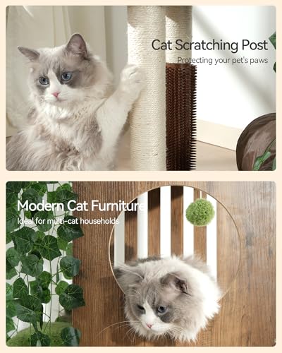 Large Cat Tree with Leaves (Greige)