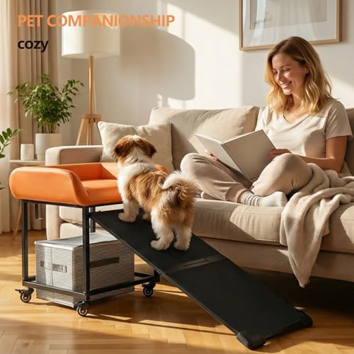 Dog and cat pet Sofa (Black-Orange leather)