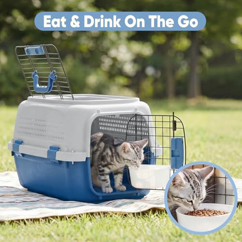 23" Hard Sided Pet Carrier for Small Pets (Modern Blue / 22.4"L x 14.6"W x 13.0"H)