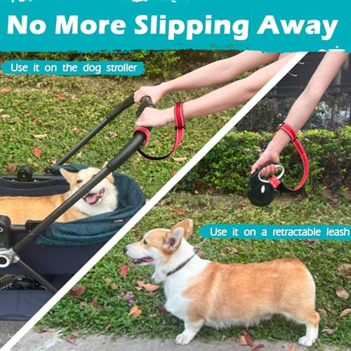 Dog Leash Wrist Strap with Lockable Clip for Dog Retractable Leash (Red / 1 Pack)