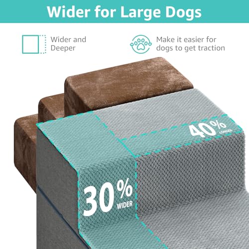 Large Dog Stairs for High Beds (Grey / 3 Steps (18" High))