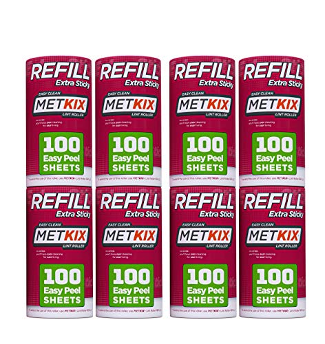 Refill for Metkix Lint Rollers 8 Pack (8 Refills (Total 800 Sheets))
