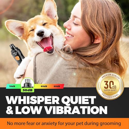 Whisper Quiet Dog Nail Grinder Safe & Stress (Black)