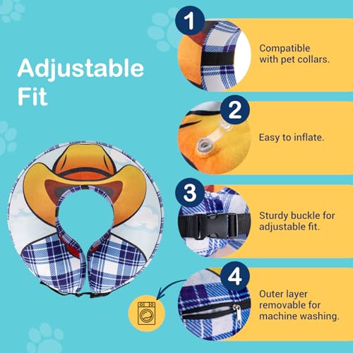 Inflatable Cowboy Dog Cone Collar (L(Neck 15"-18.1"))