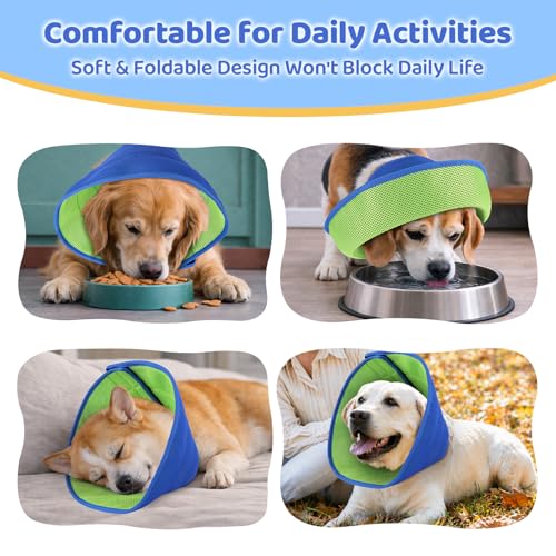 Soft Dog Cone Collar to Stop Licking After Surgery (Blue / XL)
