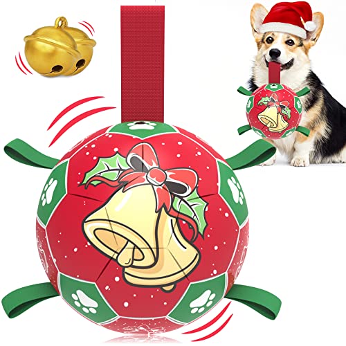 Christmas Dog Balls with Straps (Christmas 2 / 8 Inch)