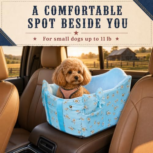 Console Dog Car Seat Up to 11lbs (Blue daisy)