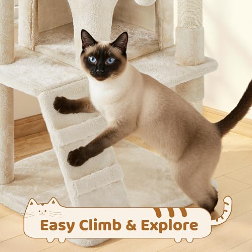 70in Multi Level Sturdy Cat Tree (Beige / 70in)