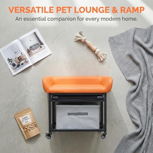 Dog and cat pet Sofa (Orange pet leather stool)