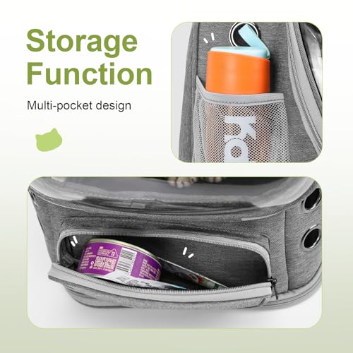 Expandable Cat Backpack Large Space Cat Bubble Backpack Carrier (Square Expandable- Grey)