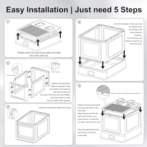 Enclosed Stainless Steel Cat Litter Box with Lid & Drawer Design for Indoor All Lifestyles Cats