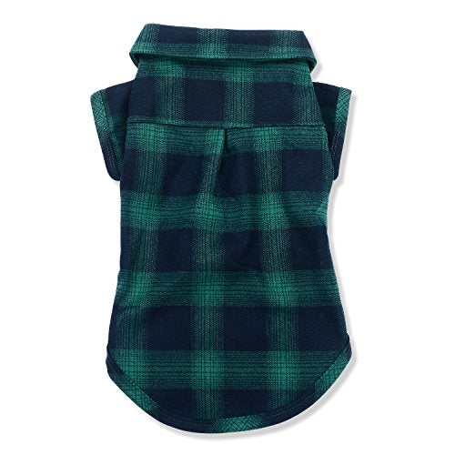 Dog Shirt Pet Plaid Clothes T (5XL-(50~77lb)-Chest~35" / Green)