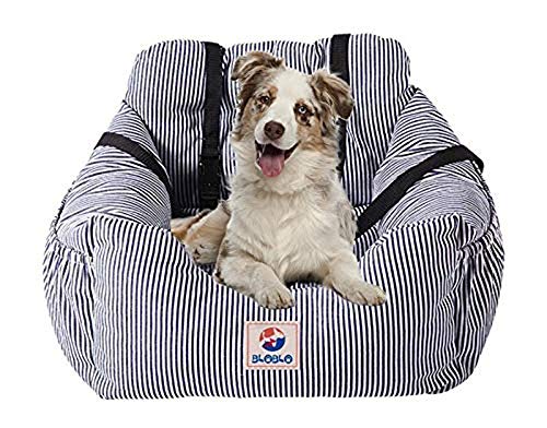 Dog Car Seat Pet Booster Seat Pet Travel Safety Dog Bed for Car with Storage Pocket (Blue)