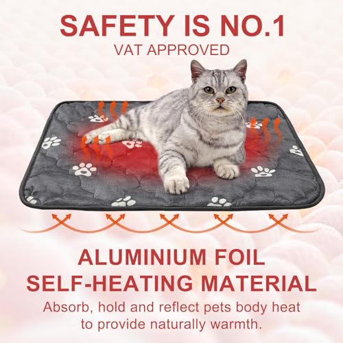 Self Warming Cat Mat (Grey_Paw / 28.0"L x 19.0"W x 0.2"Th)