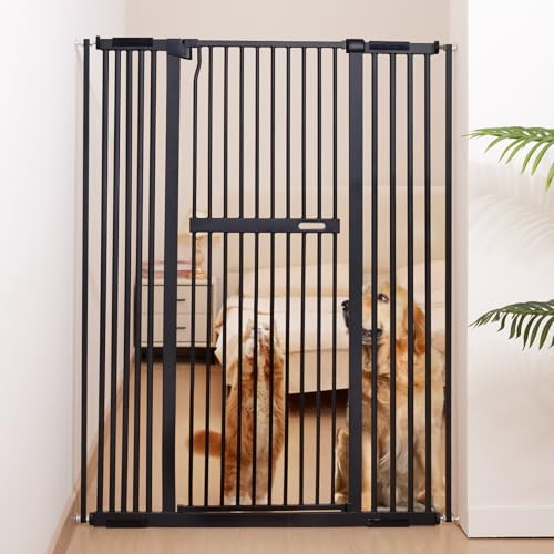 55.1" Extra Tall Pet Gate (Black - S / 55.1" Tall, 29.9-44.4" Wide)