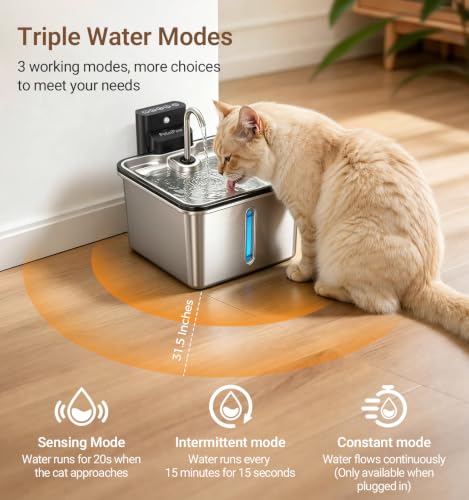 Wireless Cat Water Fountain (Silver)