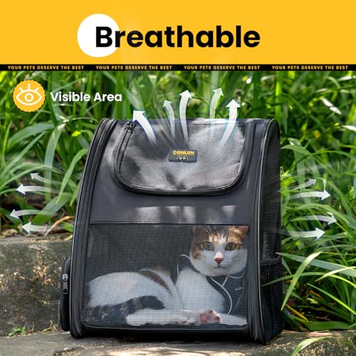 Cat Backpack Carrier for Small Dogs and Cats Fit Up to 15 Lbs (Black)