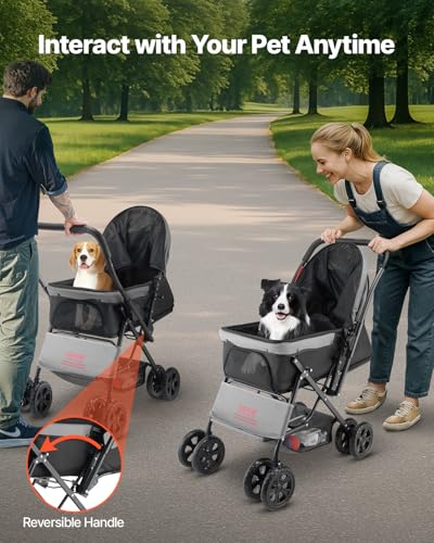 Pet Stroller 44 lbs Weight Capacity (4 wheels, For Pets up to 40 Pound)