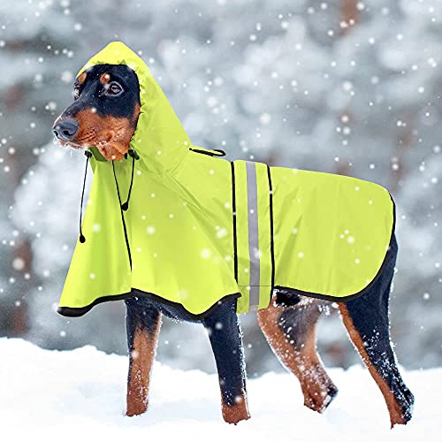 Dog Raincoat Reflective Pet Rain Jacket for Dogs (Neon Green / X-Large)