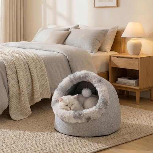 Cat Bed Cave for Indoor Cats (Medium)