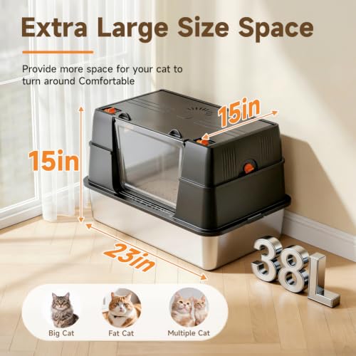 Stainless Steel Litter Box with Lid