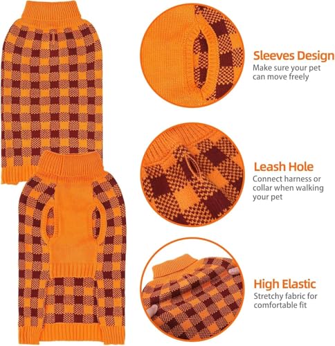 Dog Sweaters for Large Medium Small Dogs (M/L - Chest 25", Back 18" / Orange)