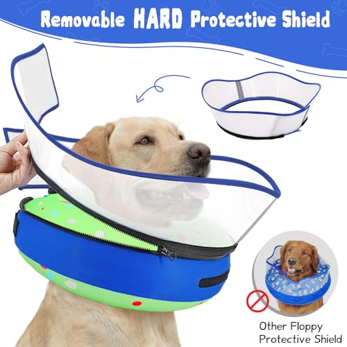 Elevated Inflatable Dog Cone Collar Alternative After Surgery (Donut Green / XXL(Neck 18.5"-23.5"))