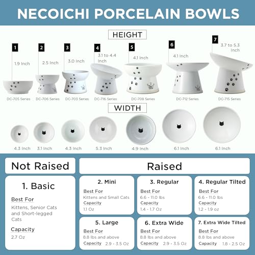 Necoichi Ceramic Elevated Cat Food Bowl (Fuji / Regular)