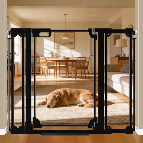40" Extra Tall Clear Acrylic Dog Gate 29.52 (Black / 29.52-47.24"W x 40"H)