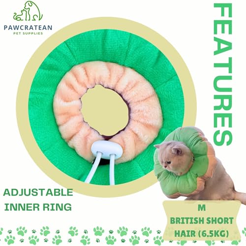 Adjustable Comfy Flower Style Elizabeth Collar for Cats Puppies Soft Recovery Cone Pet Protective Neck Collar (Green / Medium)
