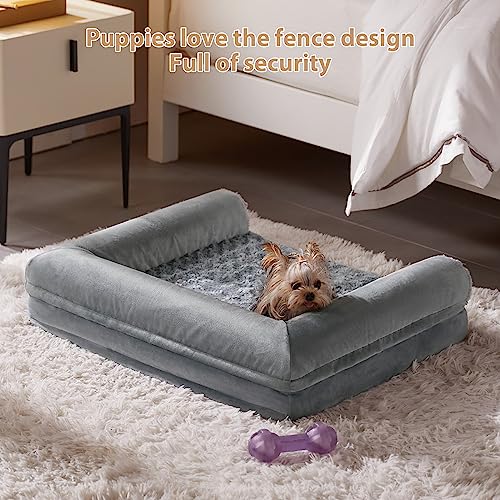 Orthopedic Washable Large Dog Bed for Senior Dog Comfy Sleep (28"l x 23"w x 6.5"th / Grey)