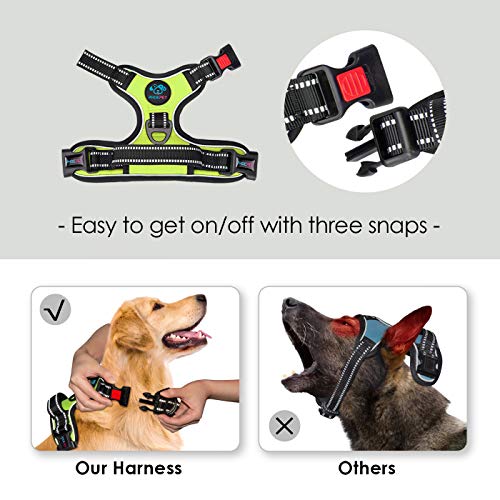 Reflective Dog Harness Large Breed Adjustable No Pull Vest (Large / Green)