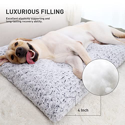 Washable Dog Beds Large Sized Dog Crate Bed Plush Mat 47"x29" Gray (Grey / 47.0"L x 29.0"W x 4.0"Th)