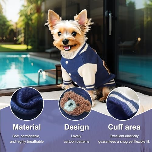 Dog Varsity Sweaters for Medium Dogs (Blue / Medium(5-9lbs))