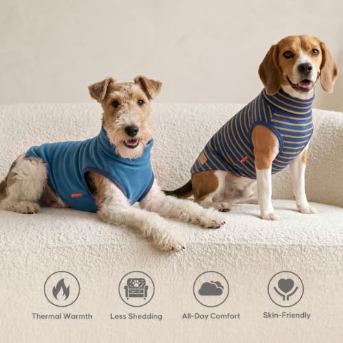 2Pack Dog Sweater for Small Dogs Soft Pet Coats Fleece Sweatshirt (Large (12-18lbs) / 2# Stripe+Navyblue)