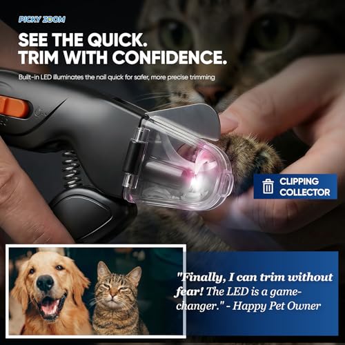 2-in-1 Dog & Cat Nail Clippers and Grinder with LED Light (Black)