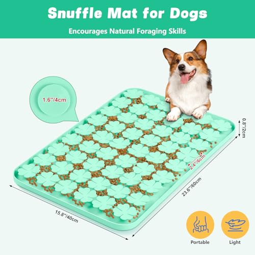Silicone Snuffle Mat for Dogs 23.6"x 15.7" Large Slow Feeder Mat (Green:23.6"x15.7")