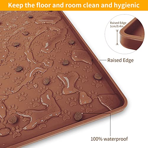 Pet Placemat for Dog and Cat (31.5"L x 23.6"W / Brown)