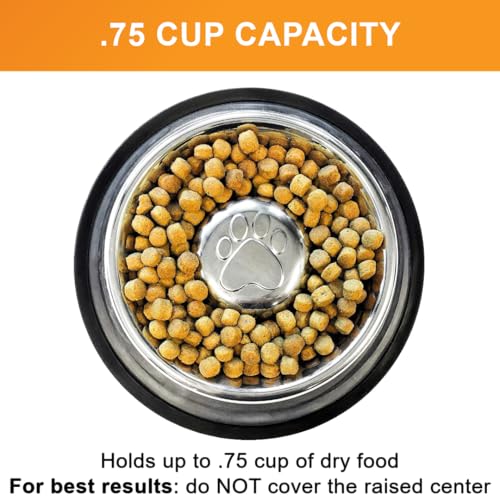 Stainless Steel Slow Feed Bowl (.75 Cup - Non Tip)
