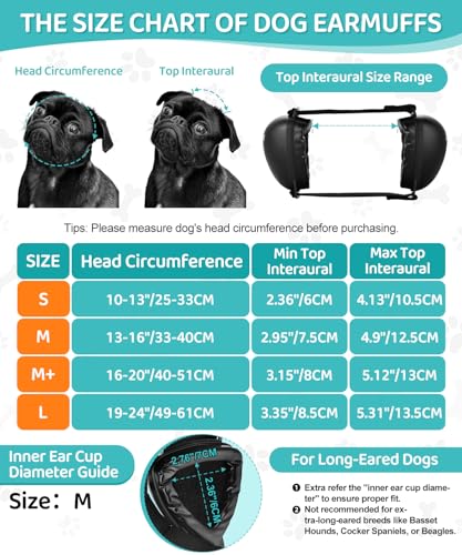 DG02 Dog Ear Muffs Noise Protection (Black-medium-gel Earpads)