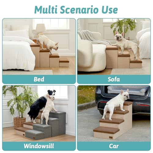 Dog Stairs with Storage (Brown / 38.1"L x 17"W x 22"H)