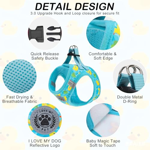 Dog Harness Medium Sized and Leash Set (Medium(Chest Girth 16" - 18") / Blue(Duck_))