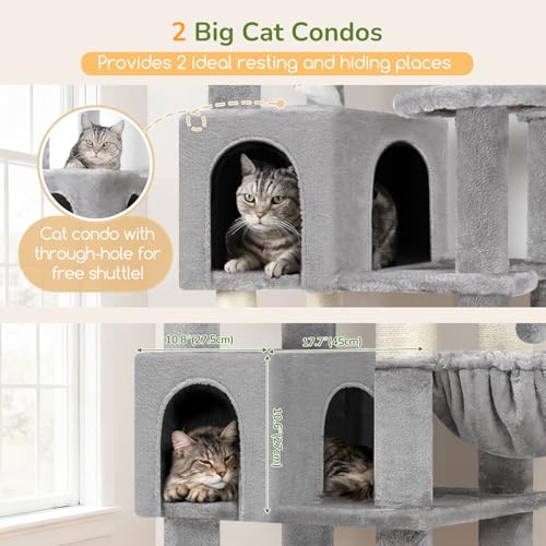 82in Extra Large Cat Tree Tower for Indoor Cats Large Adult (82inch / Light Grey)
