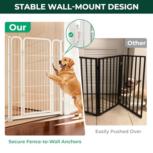Dog Gate Extra Wide Adjustable for Openings Up to 165" (White / Up to 165" W【5 Panels + 1 Door】 / 40"H)
