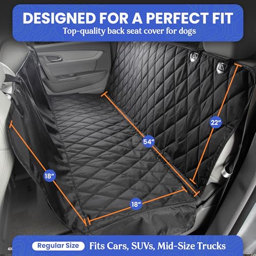 Heavy Duty Rear Seat Cover for Dogs (Regular / Black)