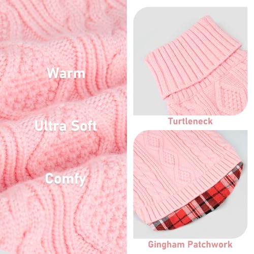 Dog Sweater for Large Dogs Turtleneck Thick Knit Pullover (3XL (60-80lbs) / 5# Pink)