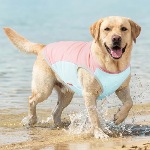 Dog Cooling Vest Evaporative Turtleneck Dog Cooler Jacket for Summer (Pink / XX-Large (32-55lbs))