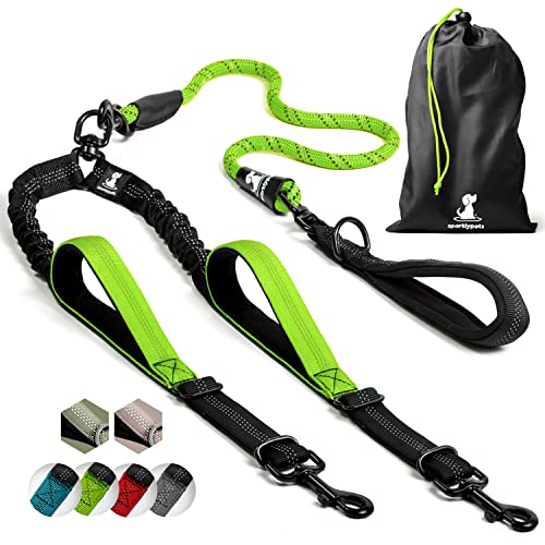 Double Dog Leash for 2 Dogs (Green)